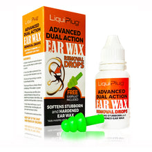 Load image into Gallery viewer, LiquiPlug® Advanced Dual Action Ear Wax Removal Drops + Free Earplug to Aid Mobility
